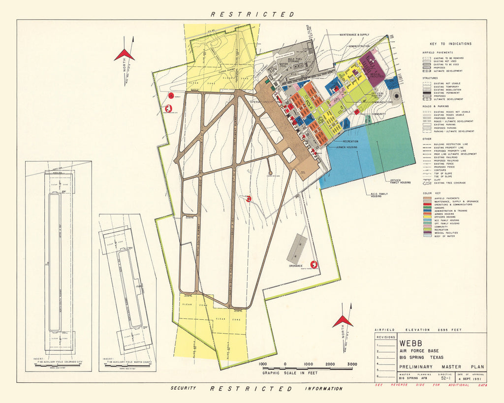 Vintage Map of Webb Air Force Base, 1951