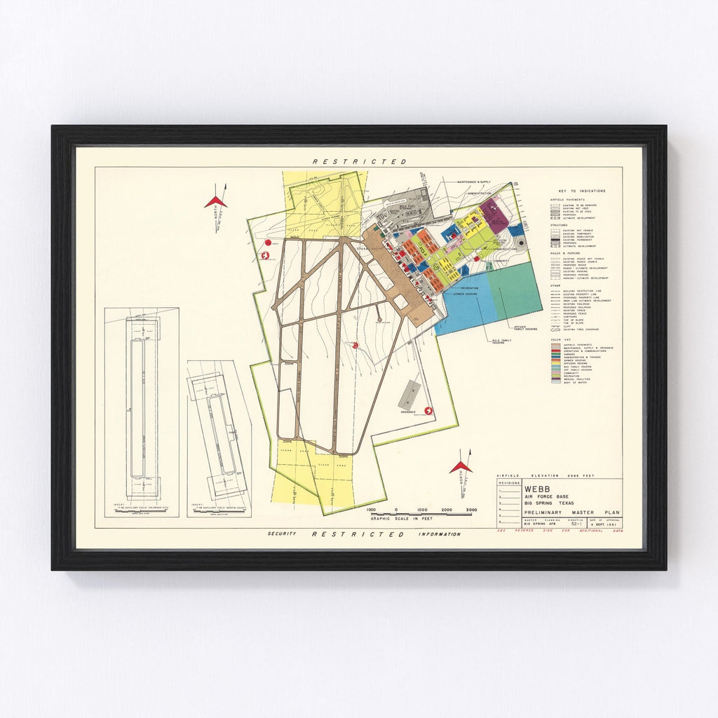 Vintage Map of Webb Air Force Base, 1951
