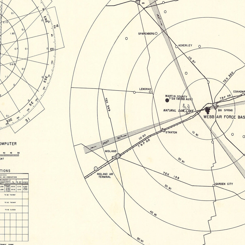Vintage Map of Webb Air Force Base, 1951