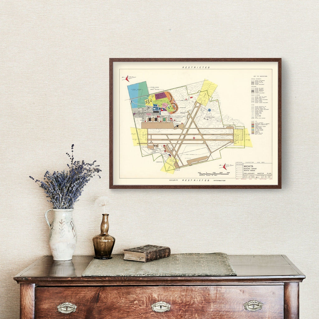 Vintage Map of Wichita Municipal Airport, 1952