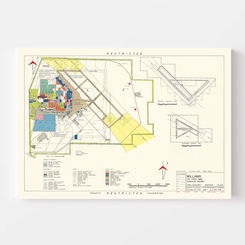 Vintage Map of Williams Air Force Base, 1952