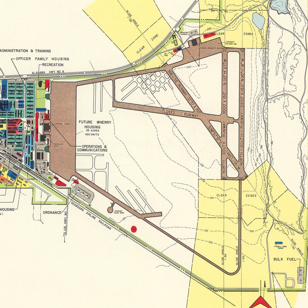 Vintage Map of Gunter Air Force Base, 1952