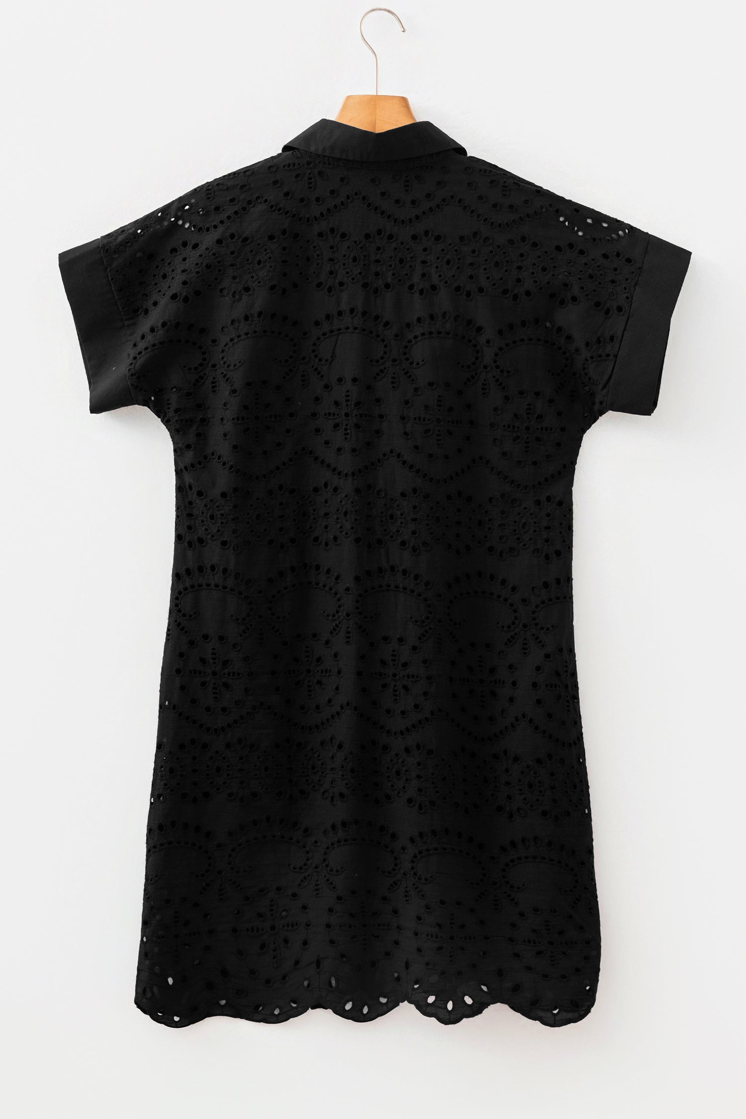Solid Eyelet Embroidered T-Shirt Mini Dress