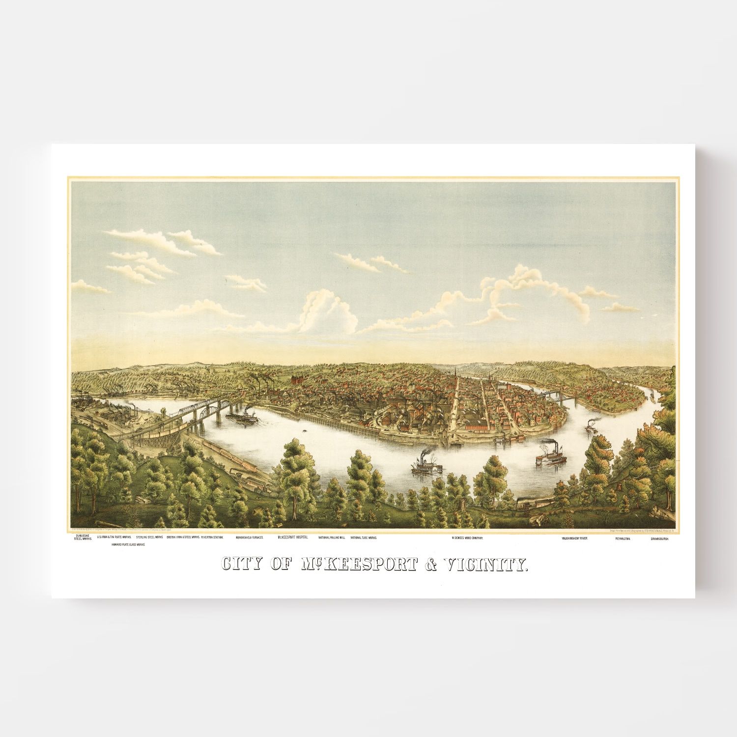 Vintage Map of McKeesport, Pennsylvania 1893