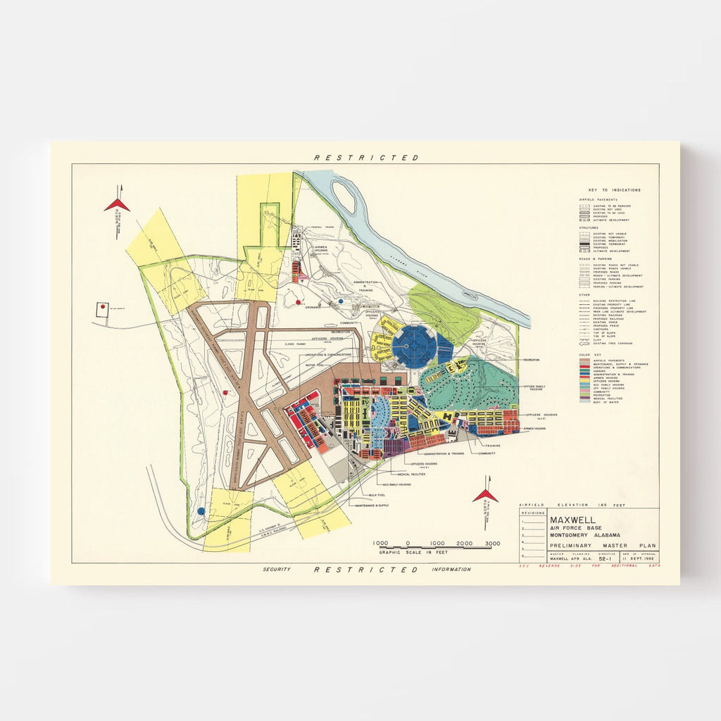 Vintage Map of Maxwell Air Force Base, 1952