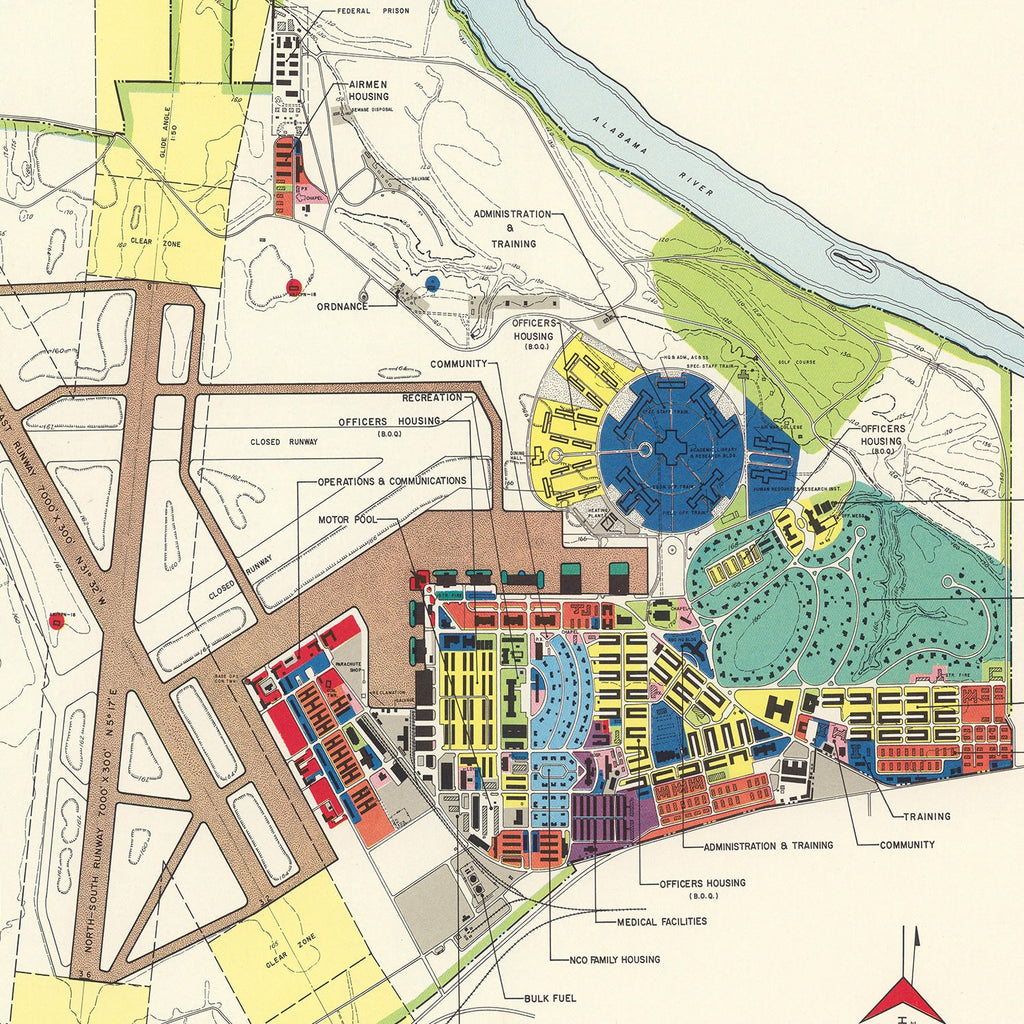 Vintage Map of Maxwell Air Force Base, 1952