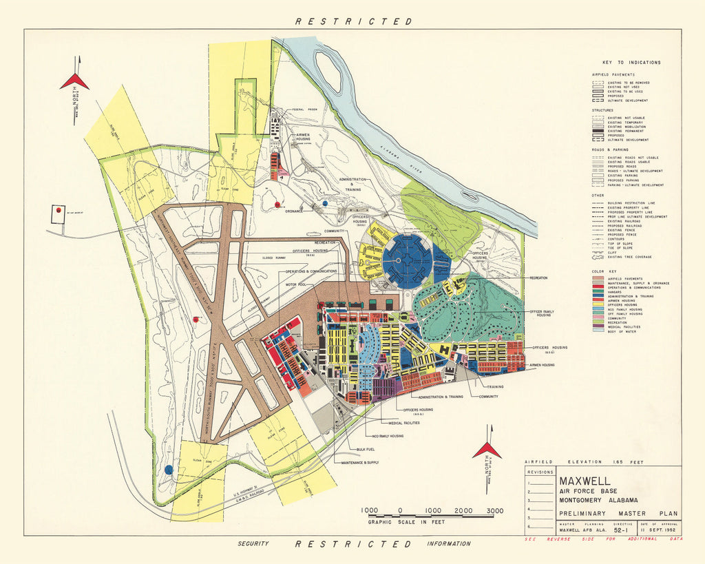 Vintage Map of Maxwell Air Force Base, 1952