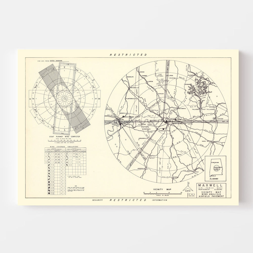 Vintage Map of the Maxwell Air Force Base Vicinity, 1952