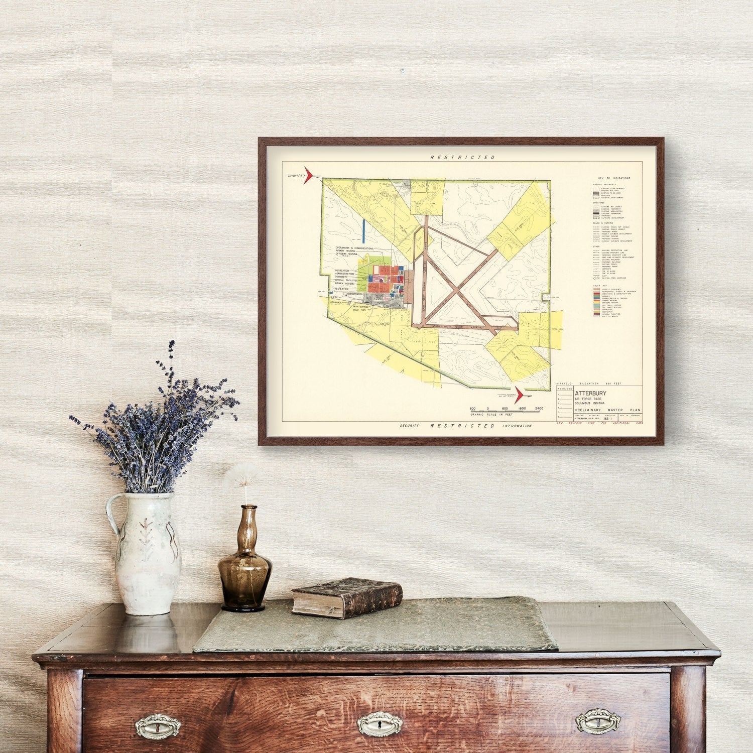 Vintage Map of Atterbury Air Force Base, 1953