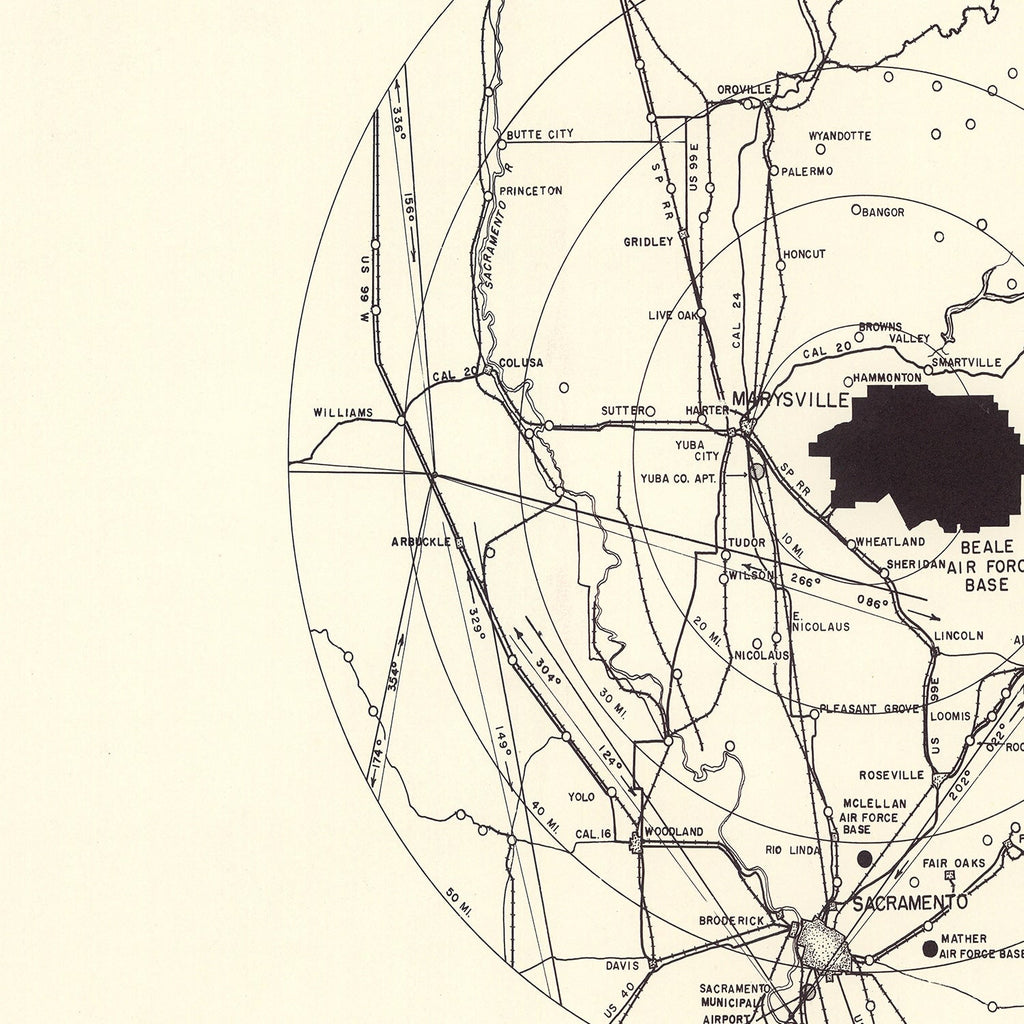 Vintage Map of the Beale Air Force Base Vicinity, 1952