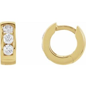 14K Yellow Gold 1/3 CTW Natural Diamond 10 mm Hinged Hoop Earrings