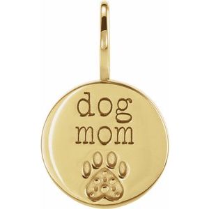 10K Yellow Gold Engraved Dog Mom Paw Print Charm/Pendant Mounting – image 7