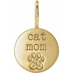 14K Yellow Gold Engraved Cat Mom Paw Print Charm/Pendant Mounting – image 7