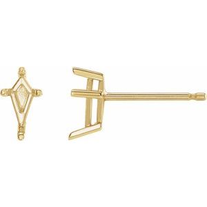 14K Yellow Gold 7x3 mm Kite 4-Prong Earring Mounting