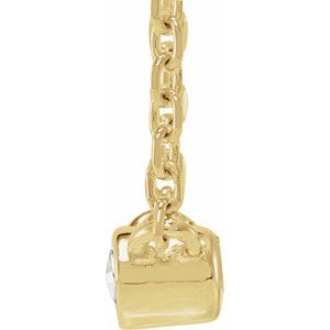 14K Yellow Gold .03 CT Rose-Cut Natural Diamond Bezel-Set 18" Necklace
