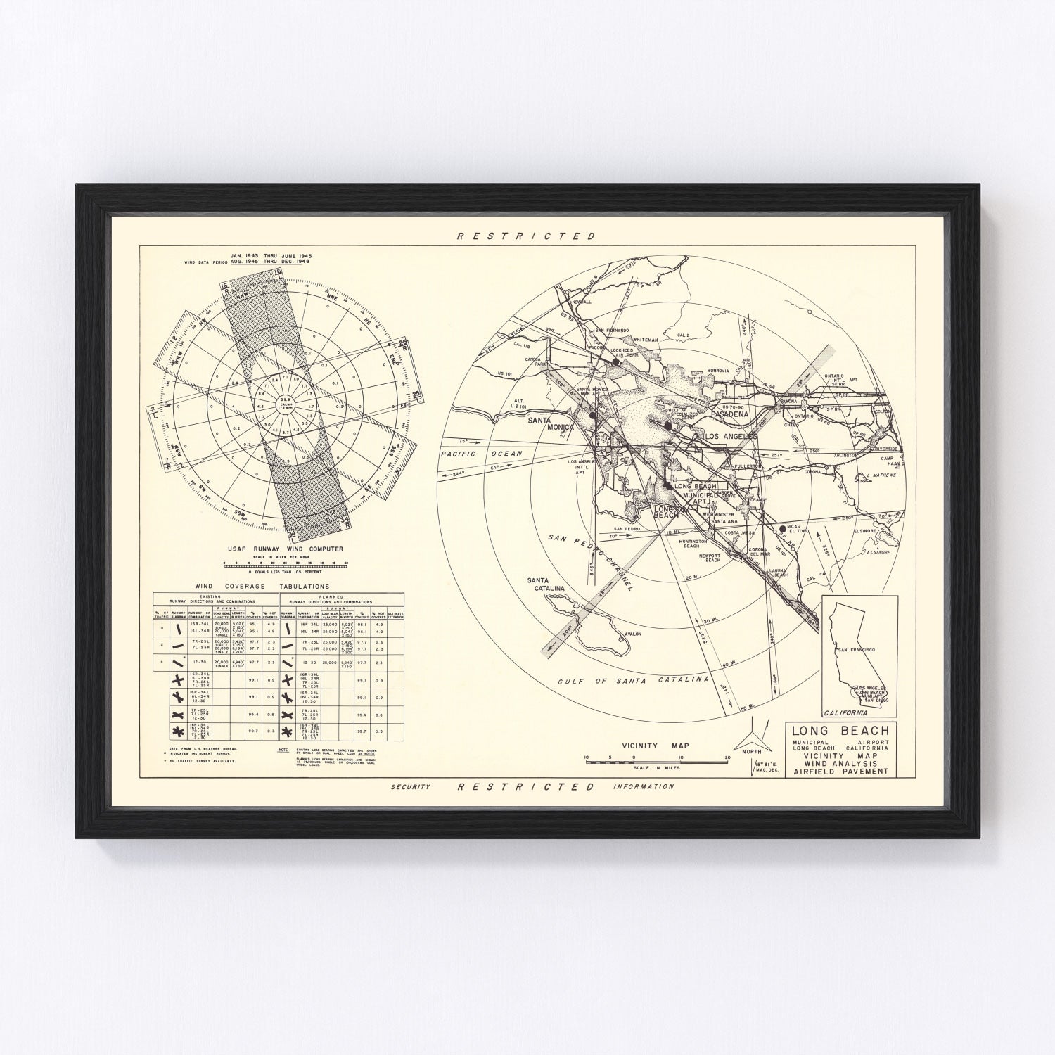 Vintage Map of the Long Beach Municipal Airport Vicinity, 1952