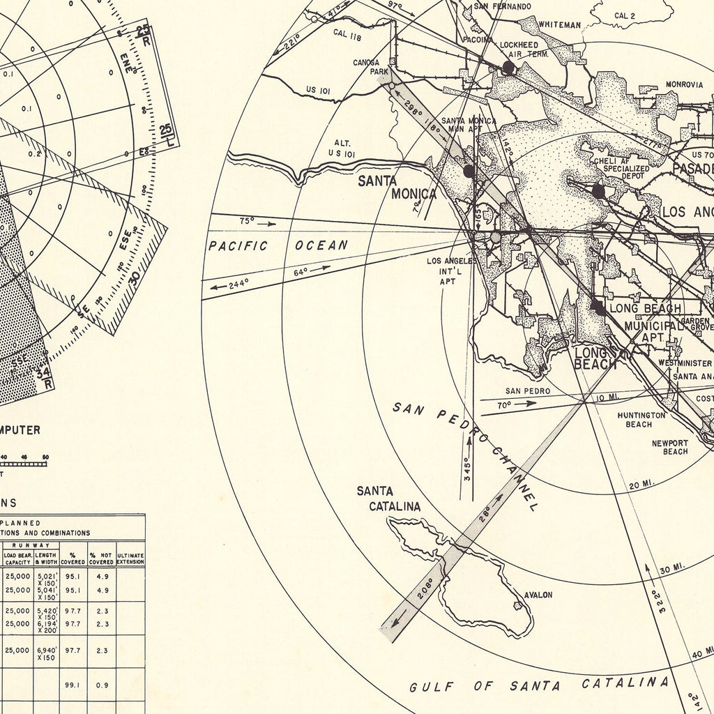 Vintage Map of the Long Beach Municipal Airport Vicinity, 1952