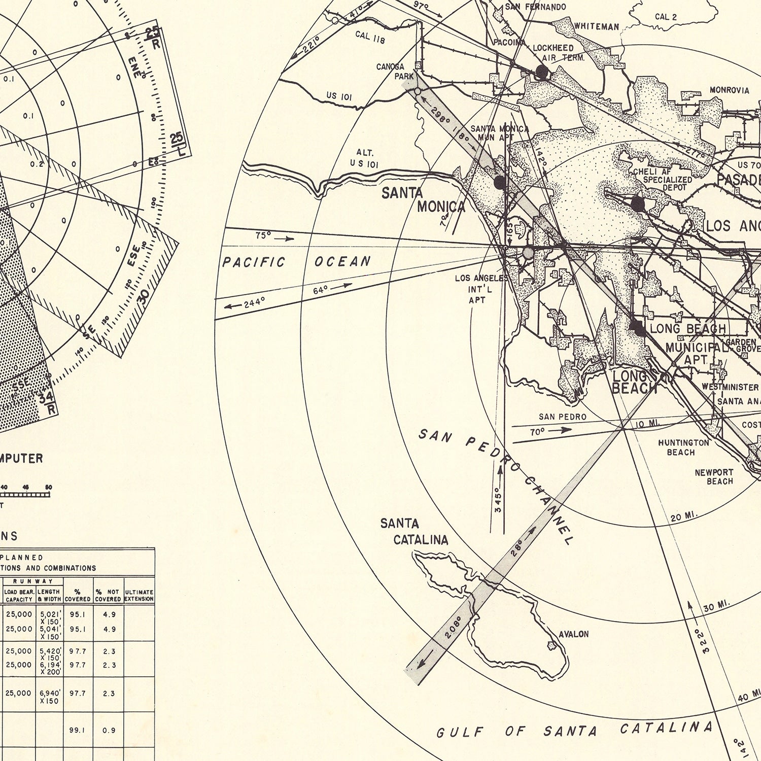 Vintage Map of the Long Beach Municipal Airport Vicinity, 1952