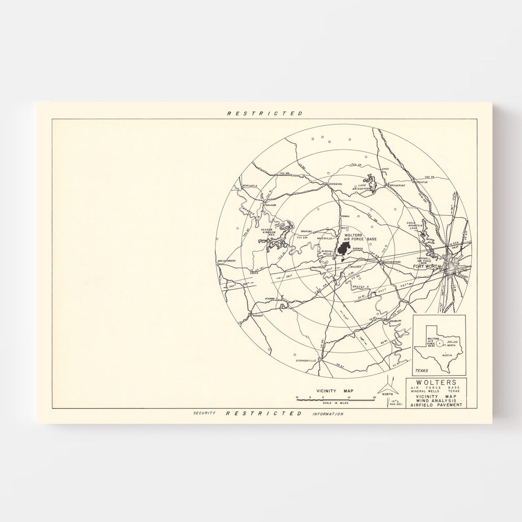 Vintage Map of the Wolters Air Force Base Vicinity, 1951