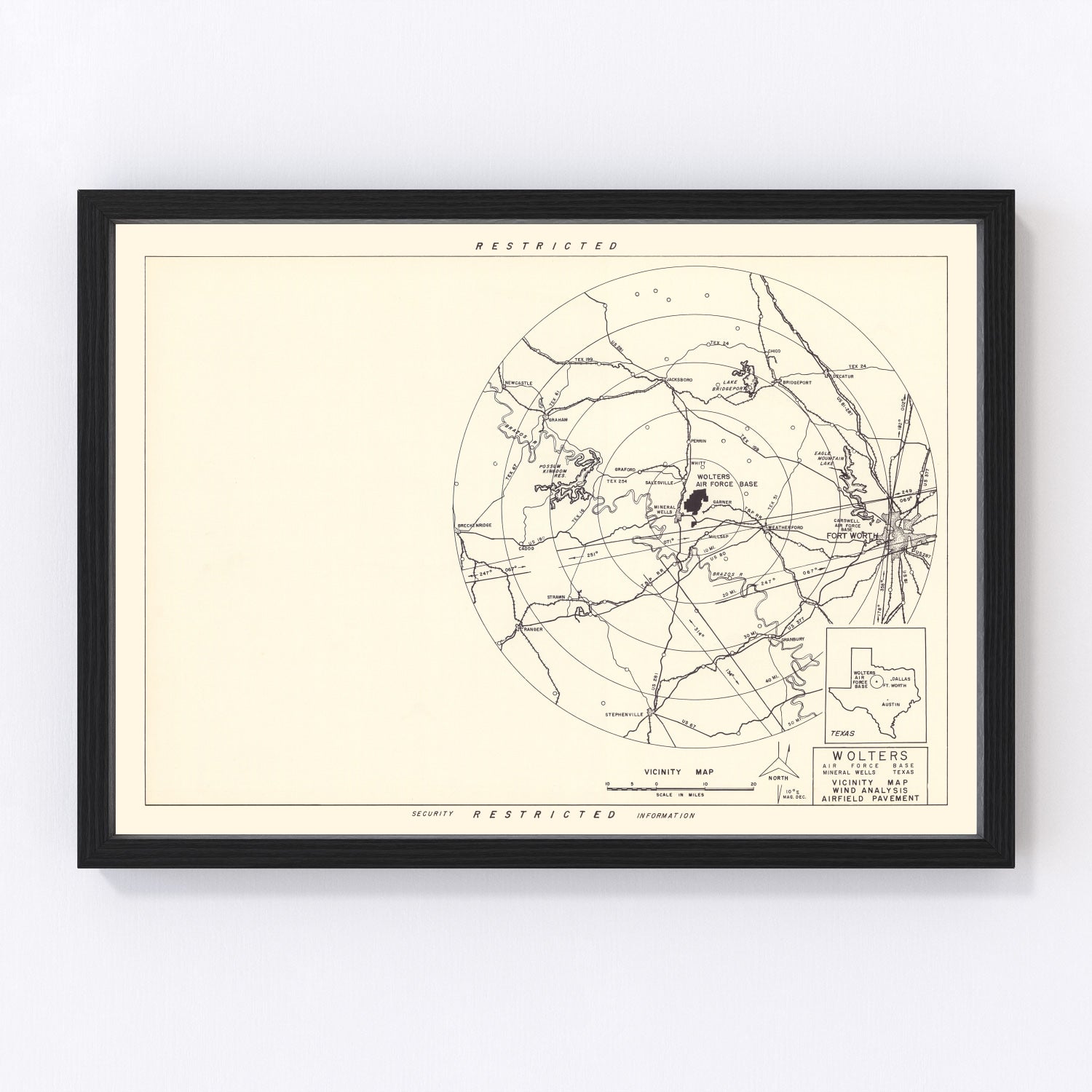Vintage Map of the Wolters Air Force Base Vicinity, 1951