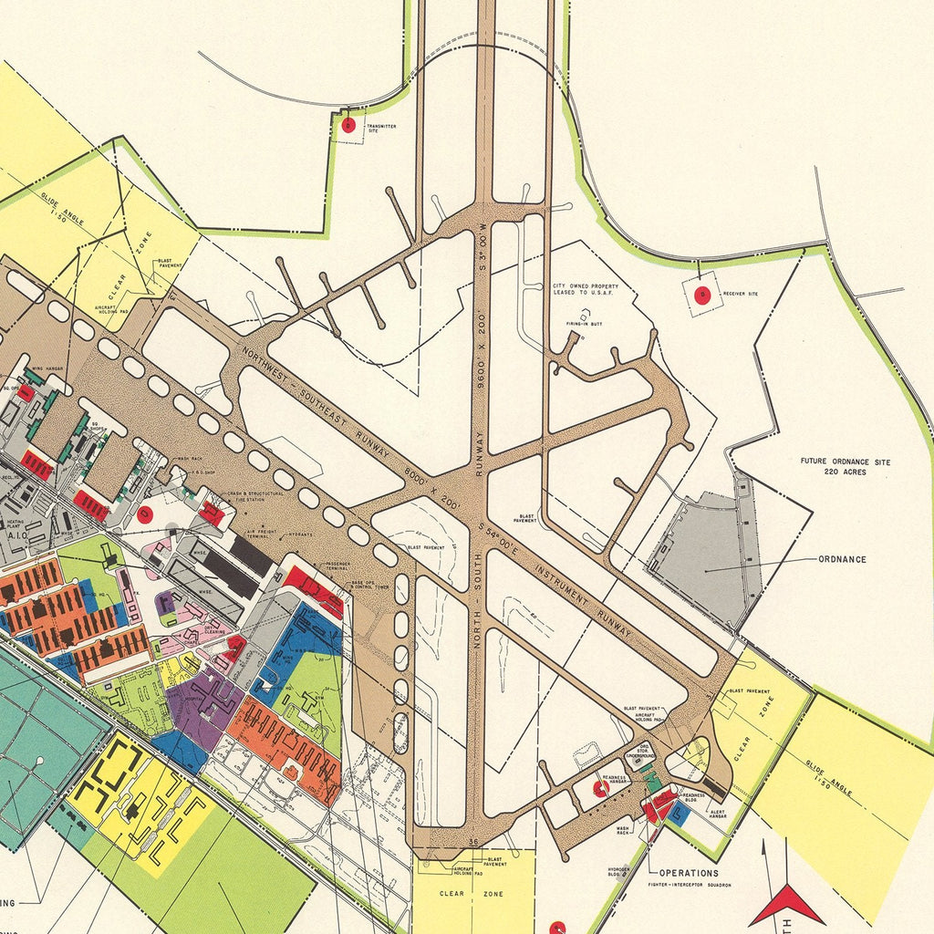 Vintage Map of Dover Air Force Base, 1952