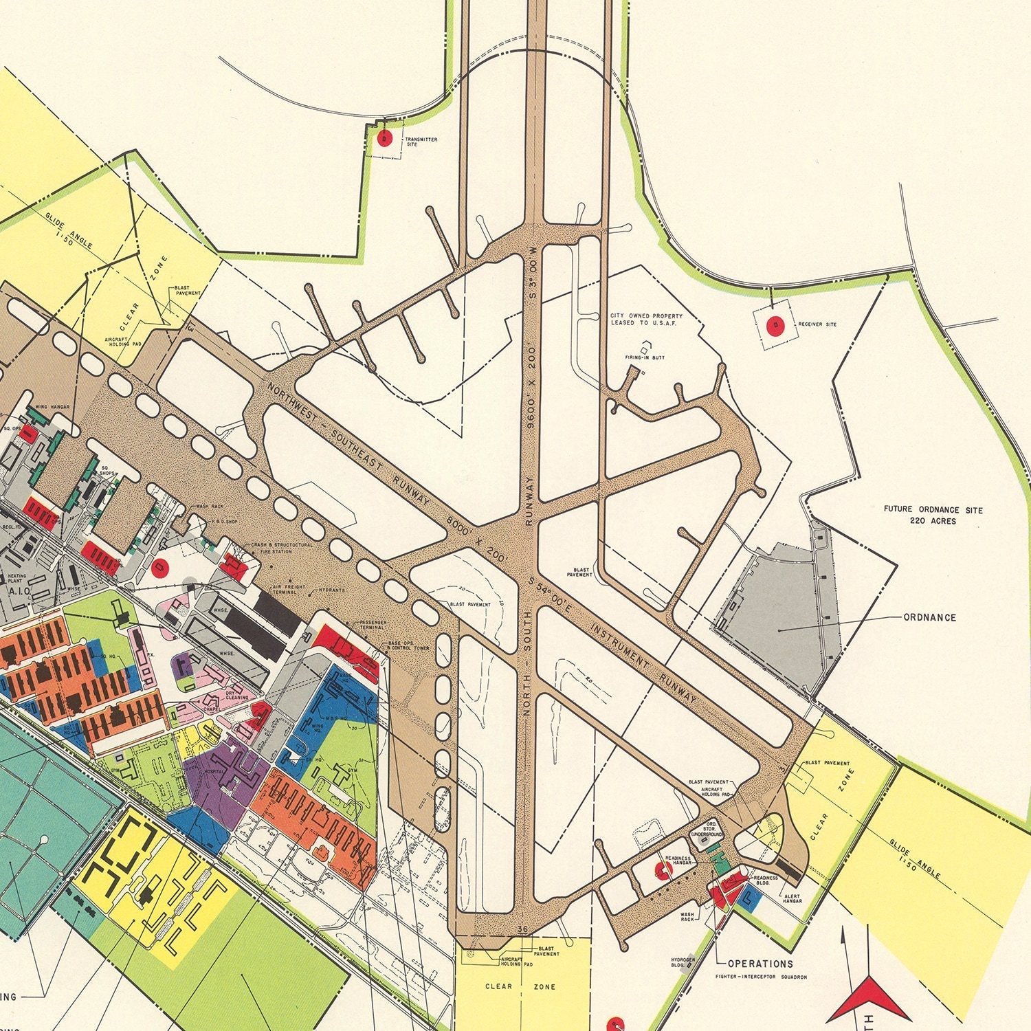 Vintage Map of Dover Air Force Base, 1952