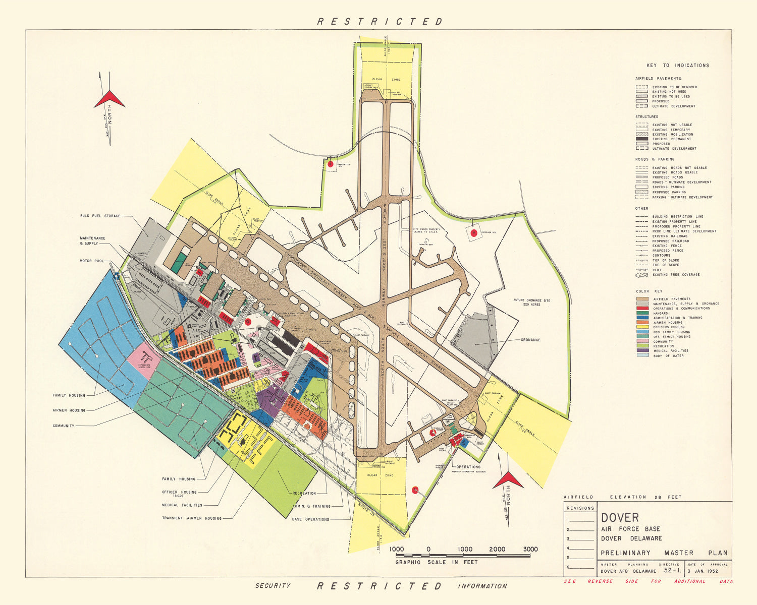 Vintage Map of Dover Air Force Base, 1952