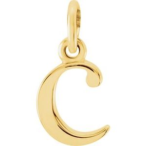 18K Yellow Gold-Plated Sterling Silver Lowercase Initial c Charm/Pendant