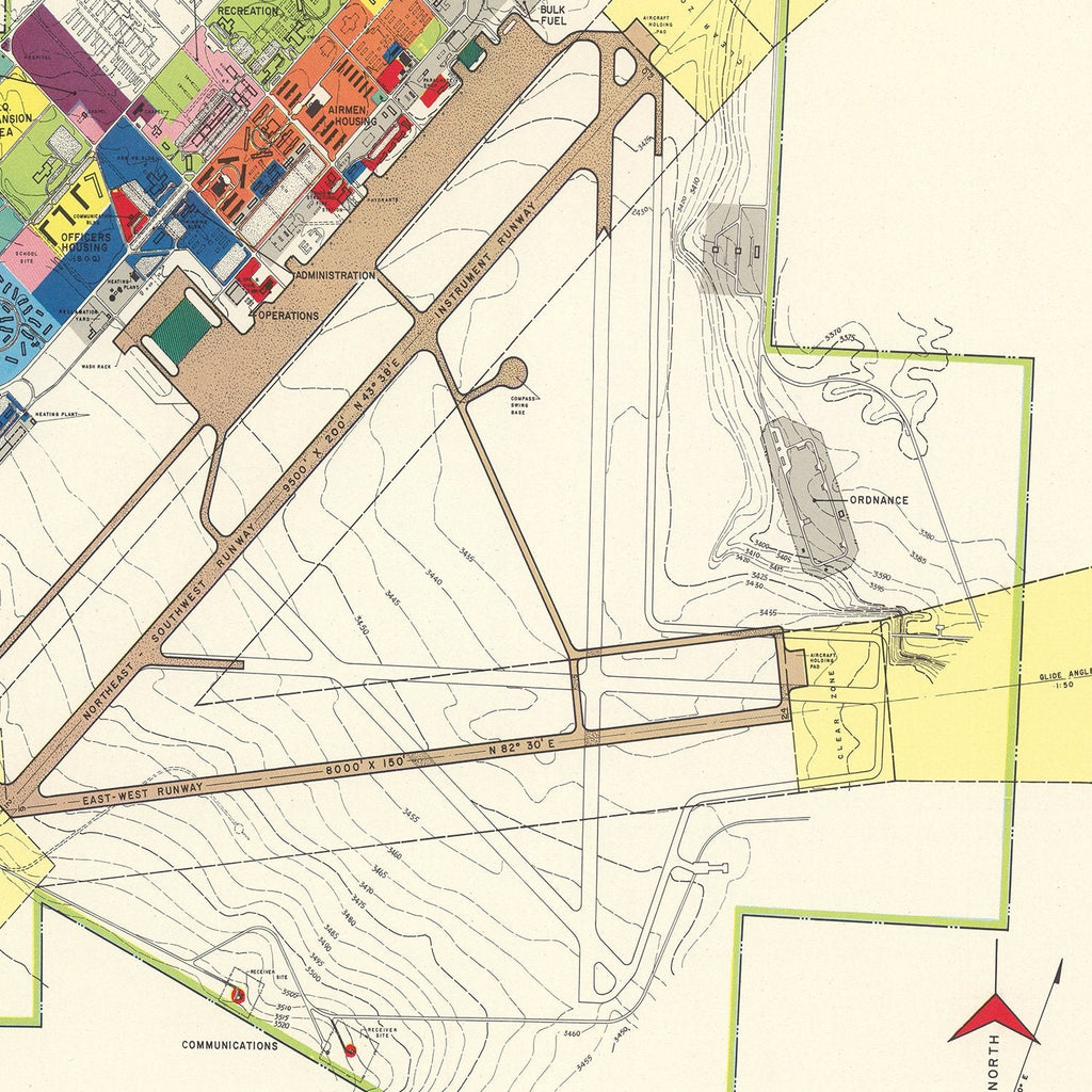 Vintage Map of Great Falls Air Force Base, 1951