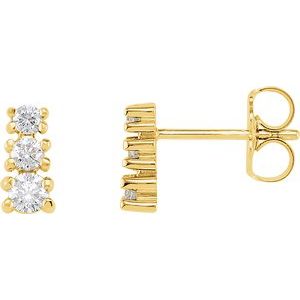 14K Yellow Gold 3/8 CTW Natural Diamond Three-Stone Earrings