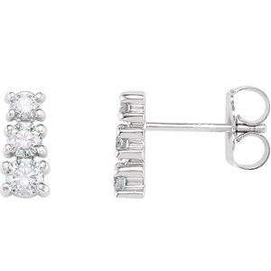 14K White Gold 3/8 CTW Natural Diamond Three-Stone Earrings