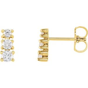 14K Yellow Gold 1/4 CTW Natural Diamond Three-Stone Earrings
