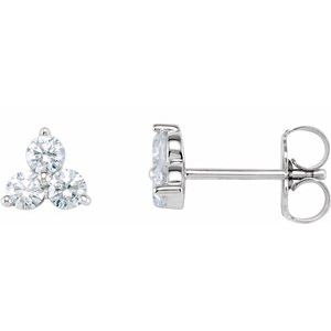14K White Gold 1/3 CTW Natural Diamond Three-Stone Stud Earrings
