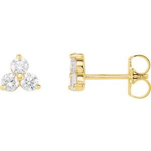 14K Yellow Gold 1/3 CTW Natural Diamond Three-Stone Stud Earrings