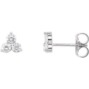14K White Gold 5/8 CTW Natural Diamond Three-Stone Stud Earrings