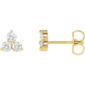 14K Yellow Gold 5/8 CTW Natural Diamond Three-Stone Stud Earrings