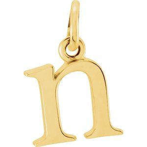 18K Yellow Gold-Plated Sterling Silver Lowercase Initial n Charm/Pendant
