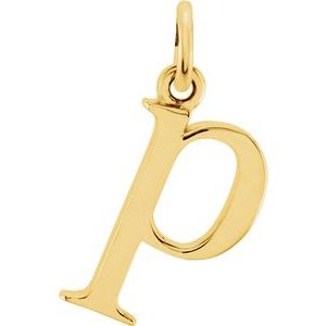 18K Yellow Gold-Plated Sterling Silver Lowercase Initial p Charm/Pendant