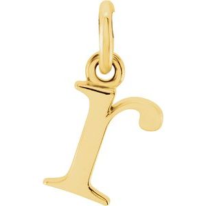 18K Yellow Gold-Plated Sterling Silver Lowercase Initial r Charm/Pendant