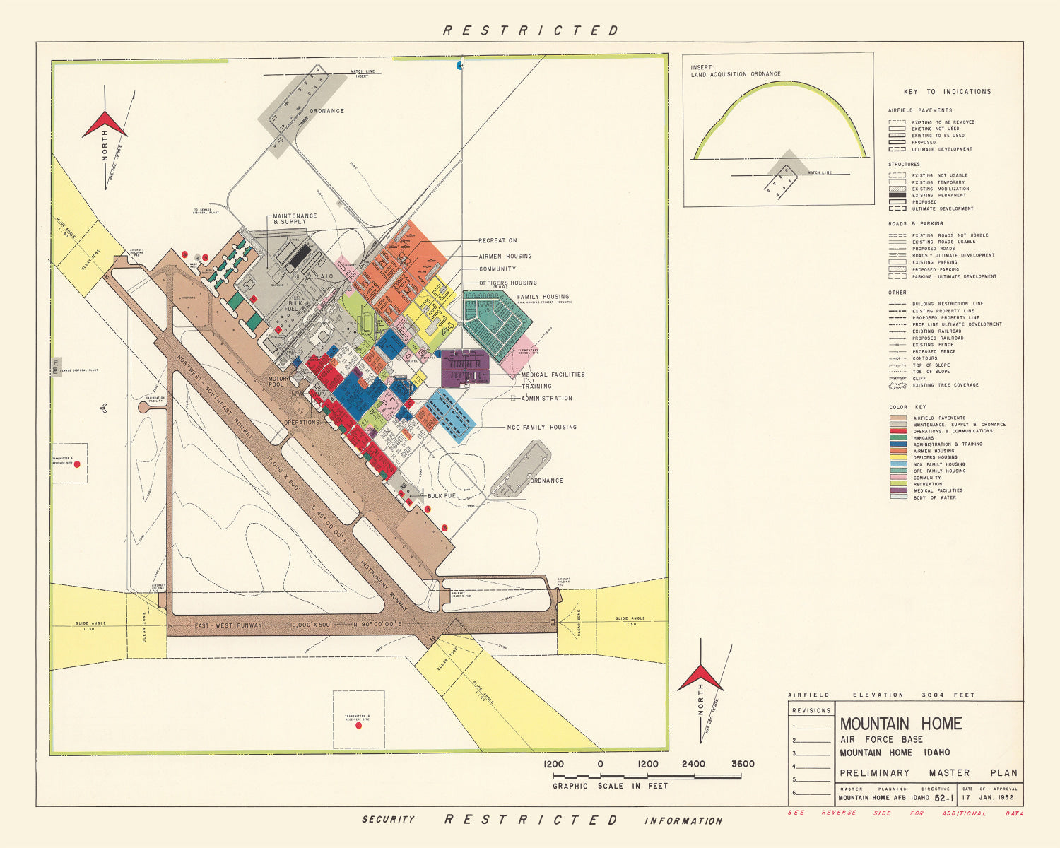 Vintage Map of Mountain Home Air Force Base, 1952