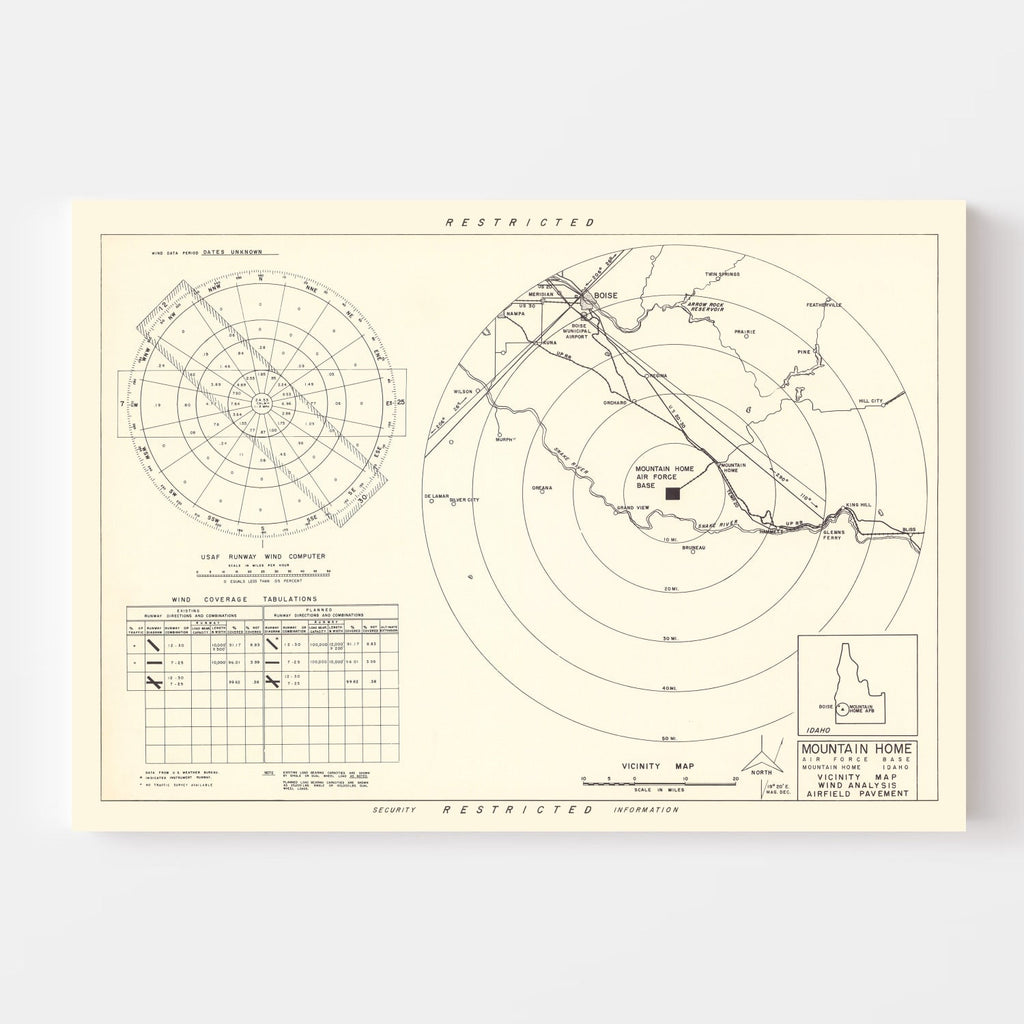 Vintage Map of the Mountain Home Air Force Base Vicinity, 1952