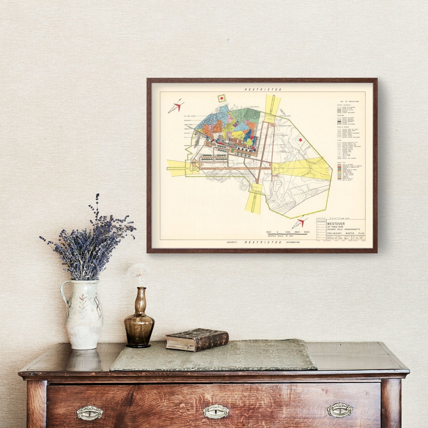 Vintage Map of Westover Air Force Base, 1951