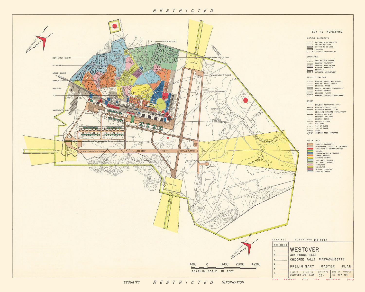 Vintage Map of Westover Air Force Base, 1951