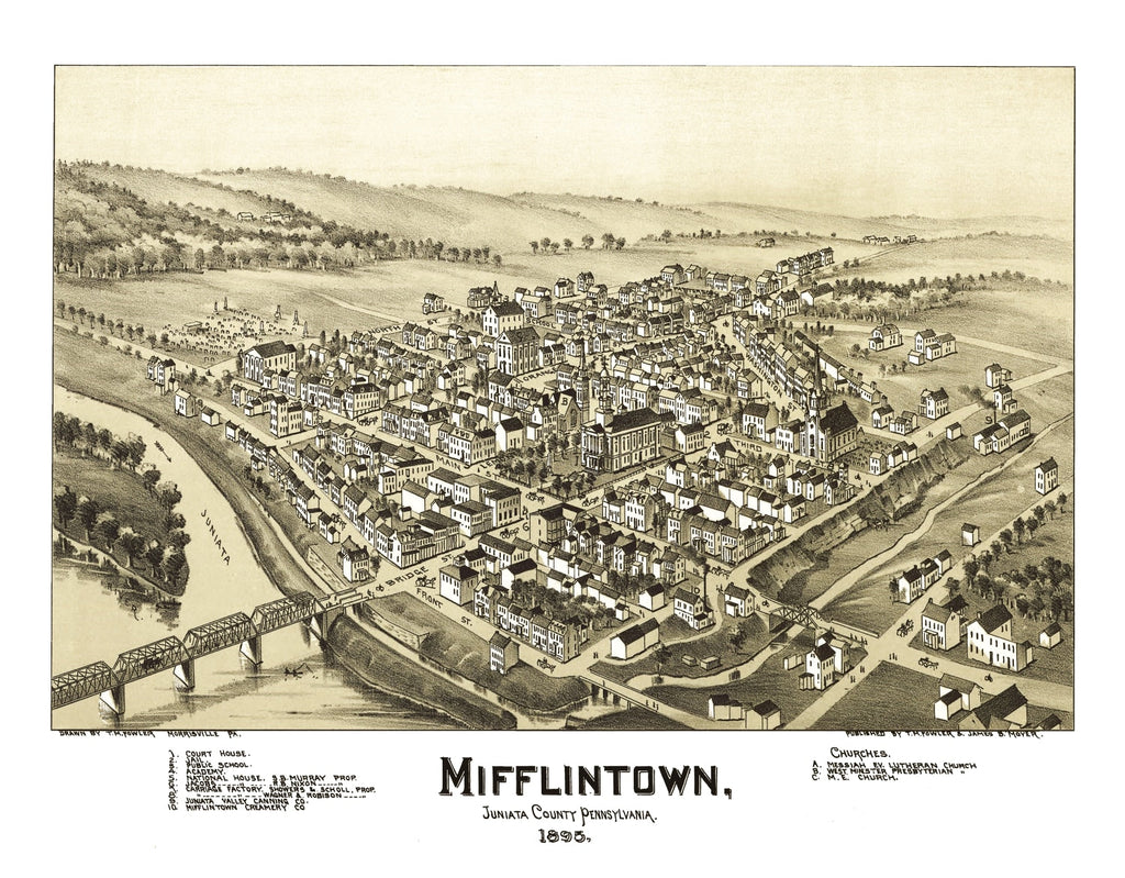 Vintage Map of Mifflintown, Pennsylvania 1895