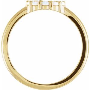 14K Yellow Gold Natural White Opal Cabochon Halo-Style Ring