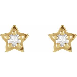 14K Yellow Gold .05 CTW Rose-Cut Natural Diamond Petite Star Earrings – image 2