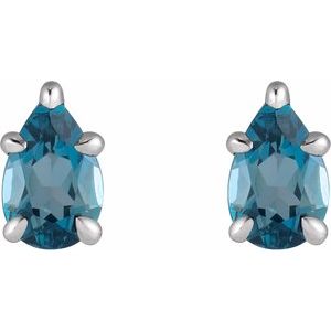 Sterling Silver Natural London Blue Topaz 5-Prong Claw Stud Earrings – image 2