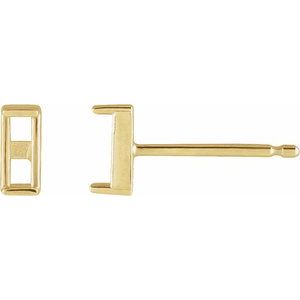 14K Yellow Gold 5x3 mm Straight Baguette Channel-Set Earring Mounting