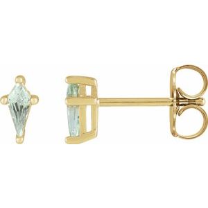 14K Yellow Gold Lab-Grown Green Sapphire Earrings