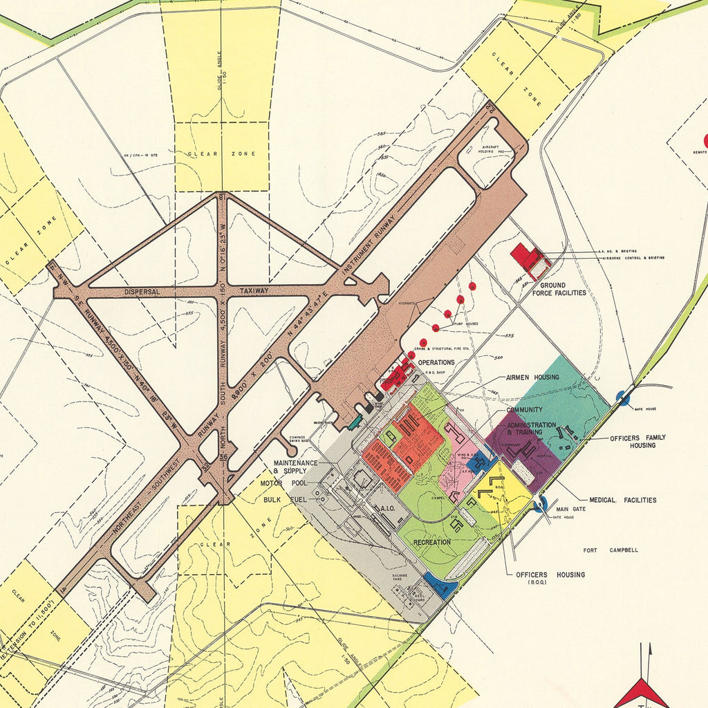 Vintage Map of Campbell Air Force Base, 1952